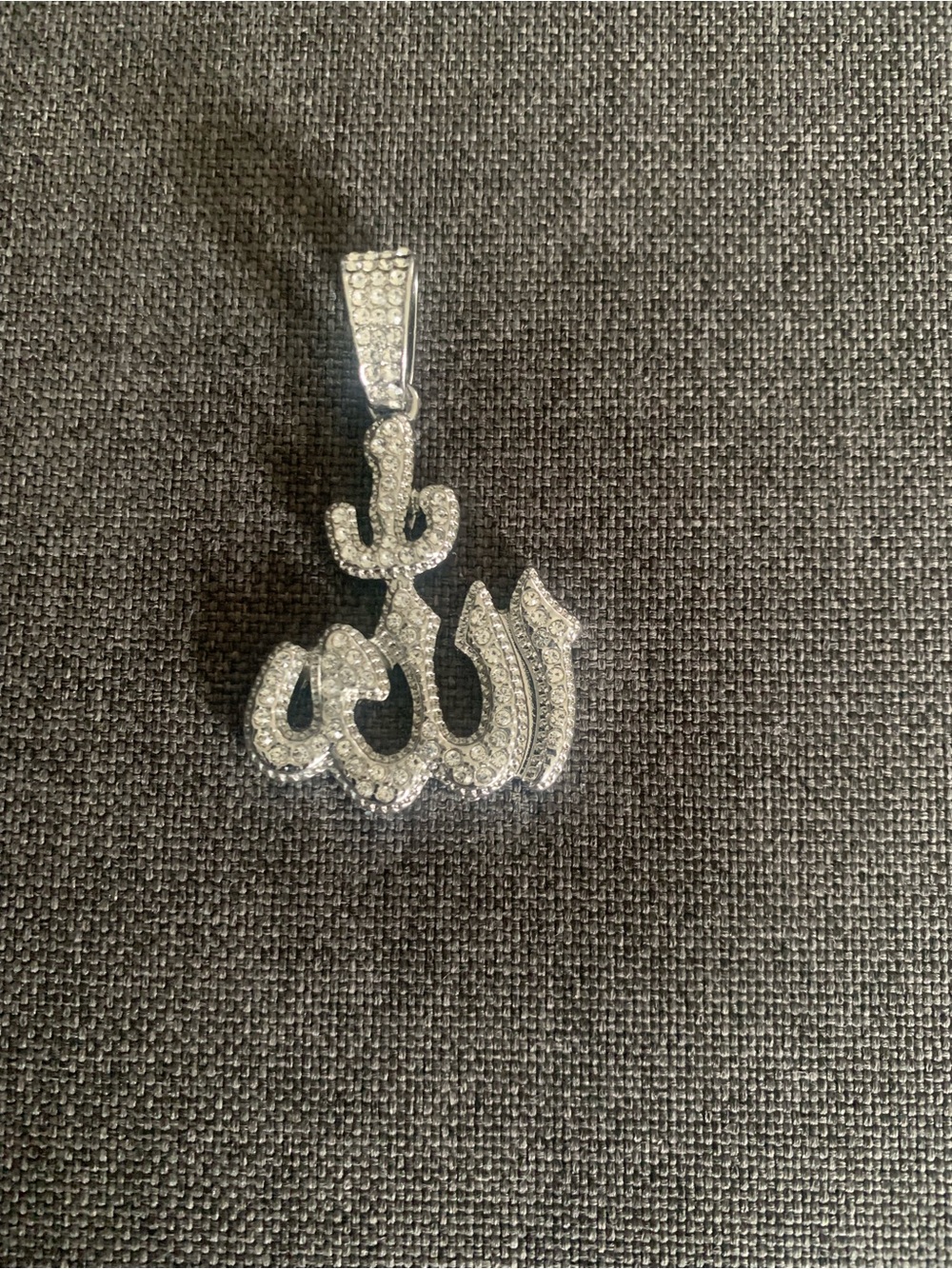 Unisex Silver Stained Plated Diamond Islamic Allah Just Pendant Jewelry No Chain